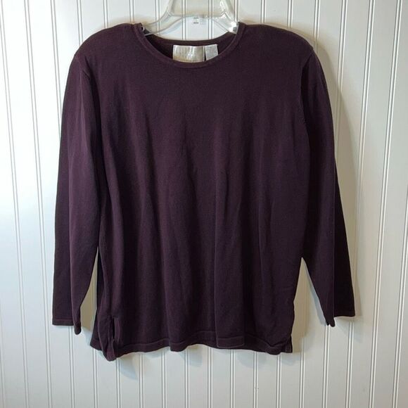 Elisabeth by Liz Claiborne Sweater Women’s Deep Wine Pullover 1 Petites Long SLV - Picture 1 of 8